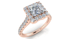 Princess Cut Diamond Halo Engagement Ring | 0.50 Carat Total Weight