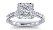 White Gold Princess Cut Halo Diamond Engagement Ring | 0.50 Carat Total Weight