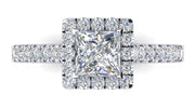 White Gold Princess Cut Halo Diamond Engagement Ring | 0.50 Carat Total Weight