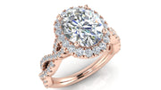 Oval Halo Twisted Diamond Halo Engagement Ring | 1.00 Carat Total Weight