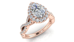 Pear Cut Diamond Twisted Halo Engagement Ring | 0.75 Carat Total Weight