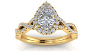 Pear Cut Diamond Twisted Halo Engagement Ring | 0.75 Carat Total Weight