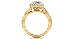 Round Diamond Twisted Halo Engagement Ring| 0.75 Carat Total Weight