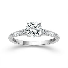 White Gold Round Cut Tapered Prong Set Engagement Ring | 2.00 Carat Total Weight