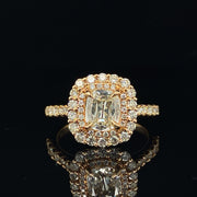 Yellow Gold Cushion Double Halo Diamond Ring| 1.39 Carat Total Weight