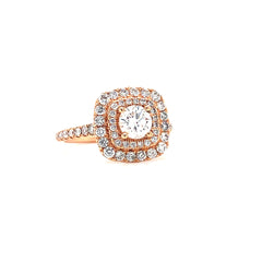 Rose Gold Round Double Halo Diamond Ring | 1.25 Carat Total Weight