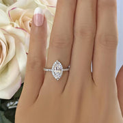 White Gold Marquise Halo Diamond Engagement Ring | 1.00 Carat Total Weight | Opera Collection