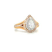 Rose Gold Pear Halo Diamond Engagement Ring | 1.00 Carat Total Weight | Opera Collection