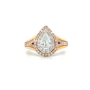 Rose Gold Pear Halo Diamond Engagement Ring | 1.00 Carat Total Weight | Opera Collection