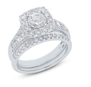 White Gold Cushion Halo Round Diamond Engagement Ring | 1.55 Carat Total Weight