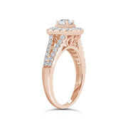 White Gold Cushion Halo Diamond Engagement Ring | 0.80 Carat Total Weight