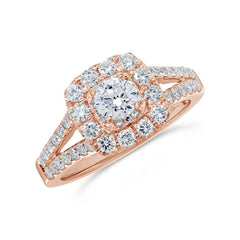 White Gold Cushion Halo Diamond Engagement Ring | 0.80 Carat Total Weight