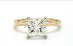 Yellow Gold Princess Cut Solitaire Engagement Ring | 1.57 Carat Total Weight