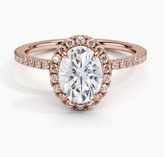 Oval Cut Halo Moissanite Engagement Ring | Mia