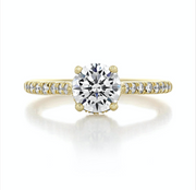 Yellow Gold Round Diamond Prong Set Hidden Halo Engagement Ring | 1.65 Carat Total Weight