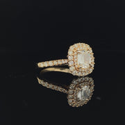 Yellow Gold Cushion Double Halo Diamond Ring| 1.39 Carat Total Weight
