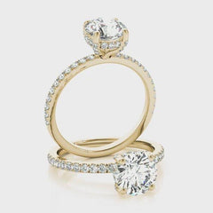 Round French Hidden Halo Engagement Ring | 0.45 Carat Total Weight