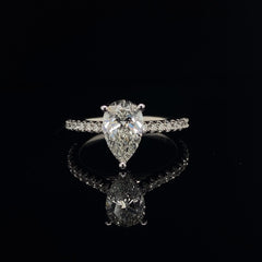 White Gold Pear Cut Diamond Engagement Ring |2.00 Carat Total Weight
