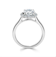 White Gold Oval Plain Shank Accented Halo Engagement Ring Semi Mount | 0.38 Carat Total Weight
