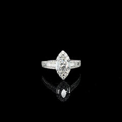 18KW Fancy Halo Marquise Cut Engagement Ring | 1.36 Carat Total Weight