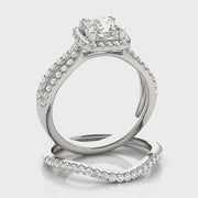 Cushion Diamond Split-Shank Halo Engagement Ring | 0.55 Carat Total Weight