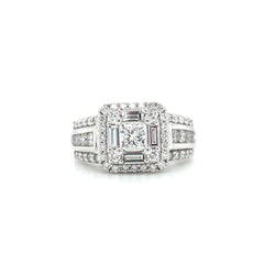 White Gold Princess Cut Halo Diamond Wedding Ring | 1.75 Carat Total Weight | Opera Collection
