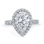 White Gold Pear Cut Halo Diamond Engagement Ring | 1.86 Carat Total Weight