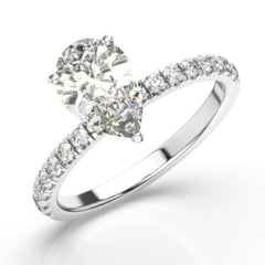 White Gold Pear Cut Diamond Engagement Ring |2.00 Carat Total Weight