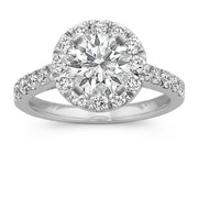 White Gold Round Halo Engagement Ring | 2.00 Carat Total Weight