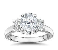 White Gold Oval Cut 3 Stone Engagement Ring | 2.00 Carat Total Weight