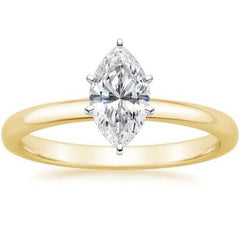 Yellow Gold Marquise Solitaire Engagement Ring | 1.28 Carats Total Weight