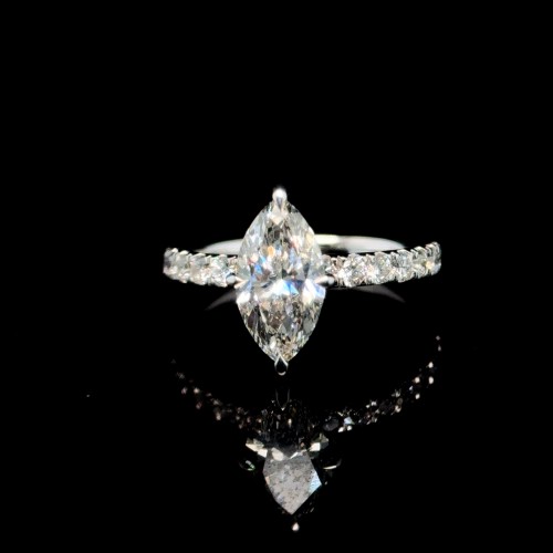 10K White Gold Marquise Diamond Engagement Ring