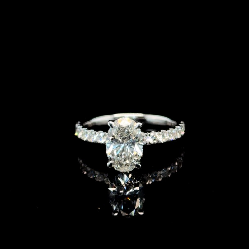 10K White Gold Oval Diamond Engagement Ring