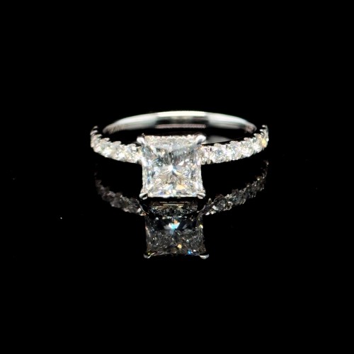 10K White Gold Princess Cut Diamond Engagement Ring