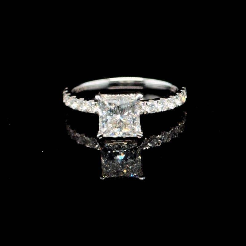 10K White Gold Princess Cut Diamond Engagement Ring