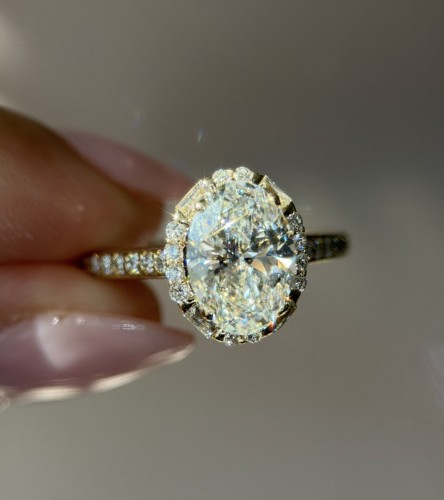 Yellow Gold Oval Halo Engagement Ring