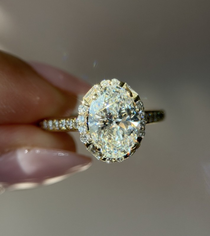 Yellow Gold Oval Halo Engagement Ring