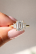 Yellow Gold Emerald Cut Three Stone Engagement Ring