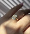 Yellow Gold Emerald Cut Bezel Set Hidden Halo