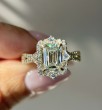 Yellow Gold Emerald Cut Vintage Halo Engagement Ring
