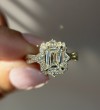 Yellow Gold Emerald Cut Vintage Halo Engagement Ring