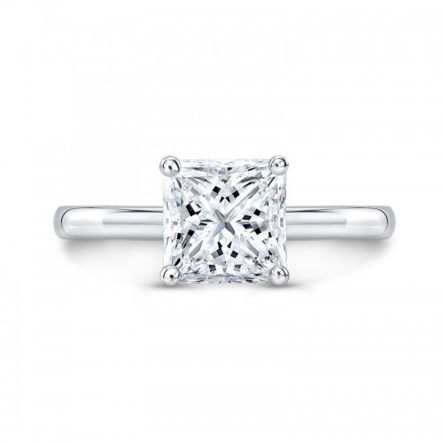 10K White Gold Princess Cut Solitaire Diamond Engagement Ring
