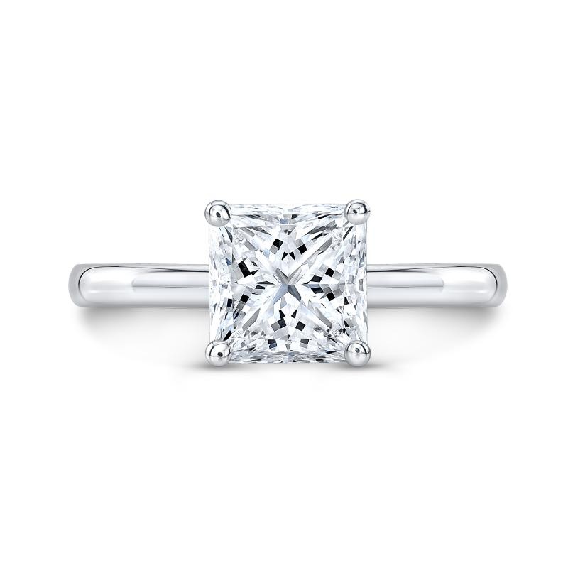 10K White Gold Princess Cut Solitaire Diamond Engagement Ring