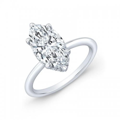 10K White Gold Marquise Solitaire Diamond Engagement Ring