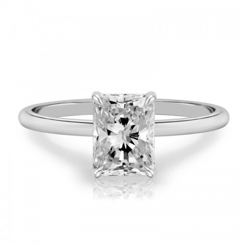 10K White Gold Radiant Solitaire Diamond Engagement Ring