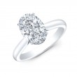 10K White Gold Oval Solitaire Diamond Engagement Ring