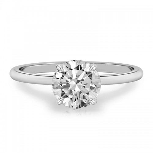 10K White Gold Round Solitaire Diamond Engagement Ring