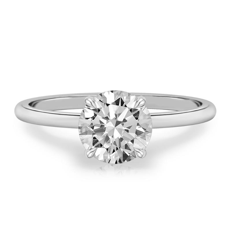 10K White Gold Round Solitaire Diamond Engagement Ring