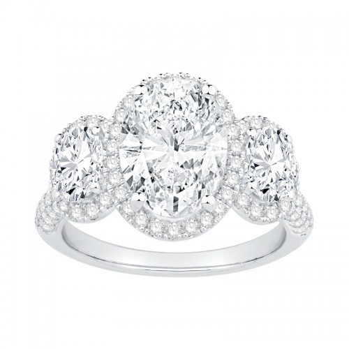 14K White Gold Oval Diamond Engagemenr Ring