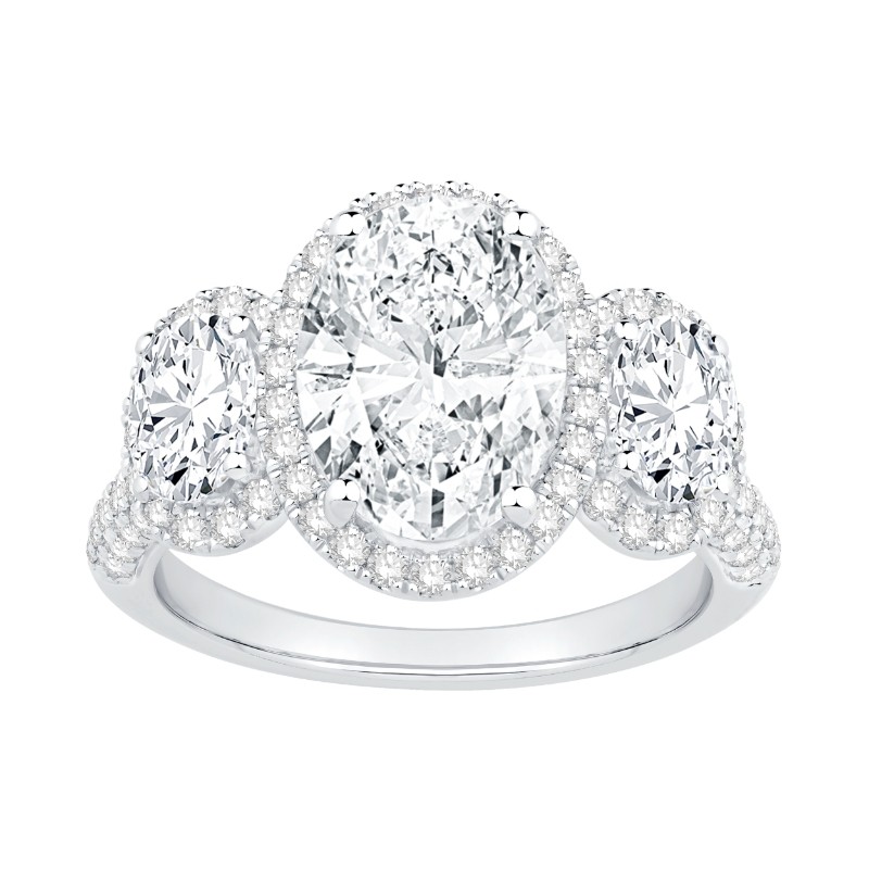 14K White Gold Oval Diamond Engagemenr Ring